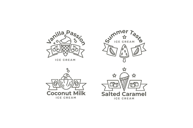 Linear flat ice cream label collection