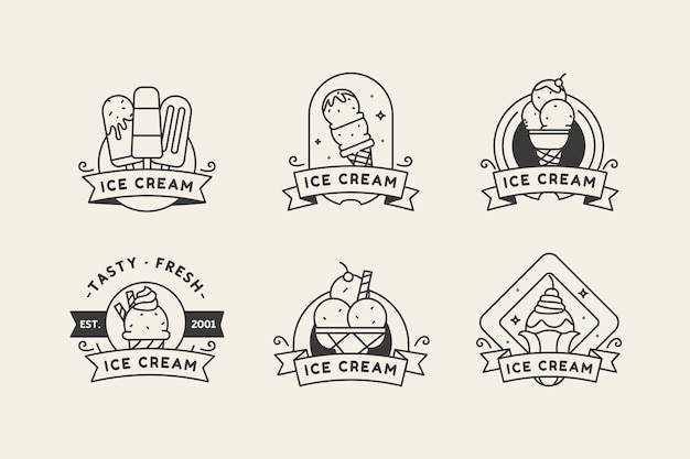 Linear flat ice cream label collection