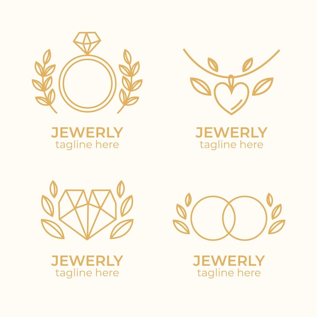 Free vector linear flat jewelry logo collection