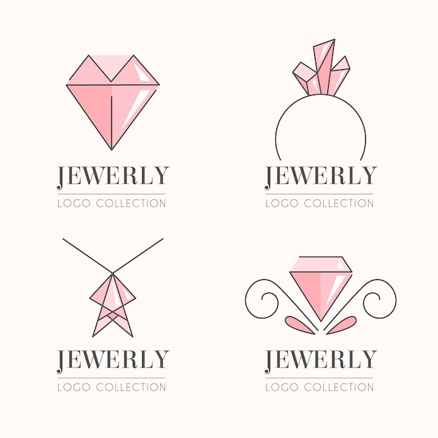 Free vector linear flat jewelry logo collection