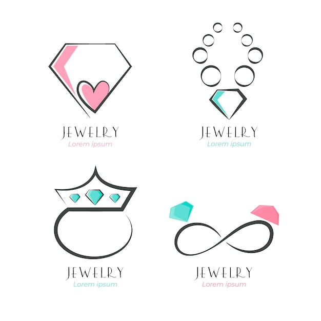 Linear flat jewelry logo collection