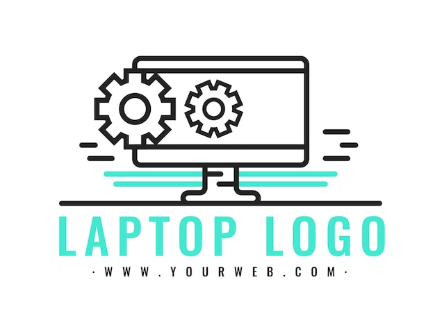 Linear flat laptop logo template