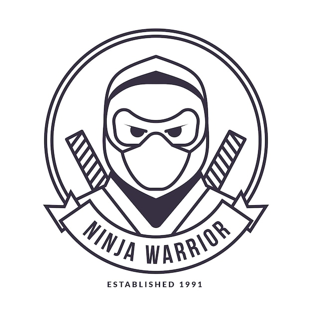 Linear flat ninja logo template