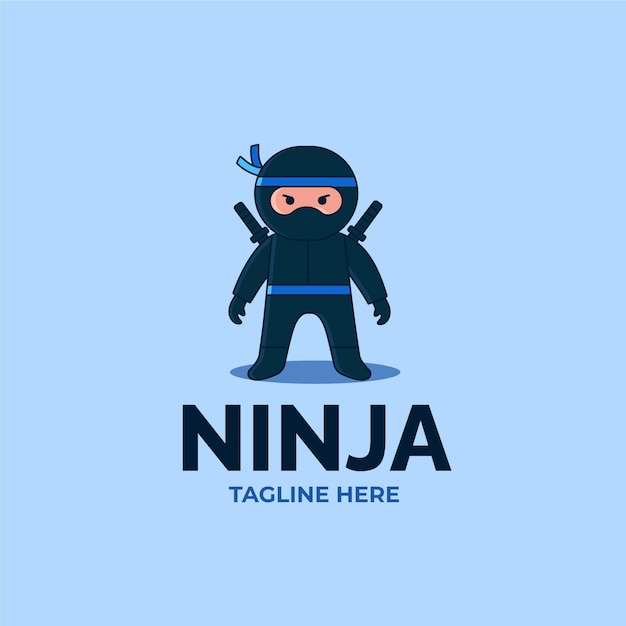 Free Vector linear flat ninja logo template