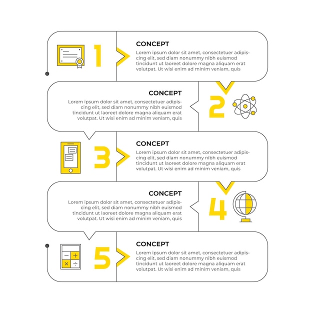 Linear flat process infographic template