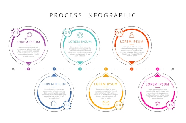 Linear flat process infographic template