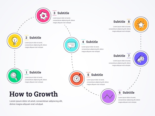 Linear flat process infographic