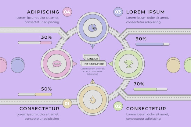 Free vector linear flat roadmap infographic template