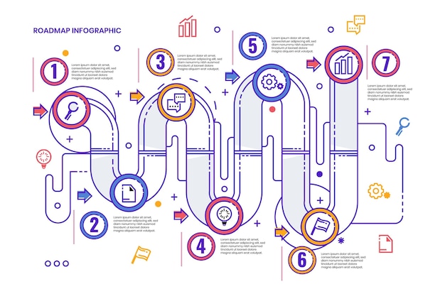 Free Vector linear flat roadmap infographic template