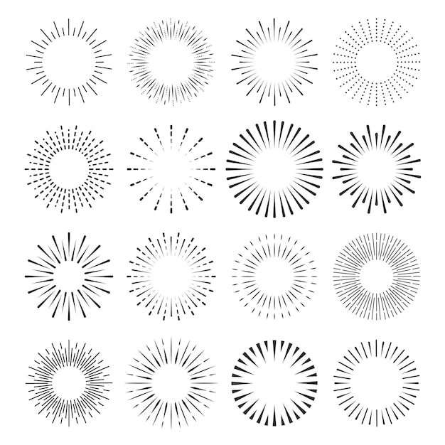 Free Vector linear flat sunburst collection