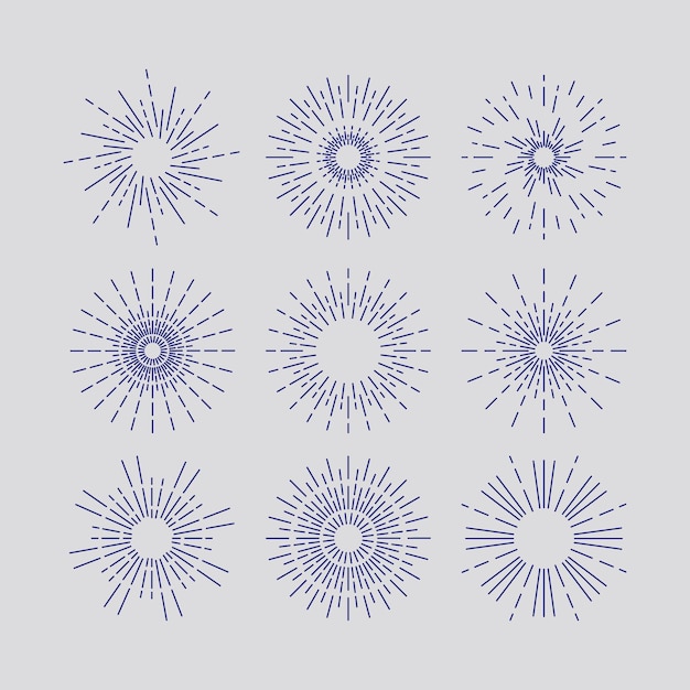 Free Vector linear flat sunburst collection