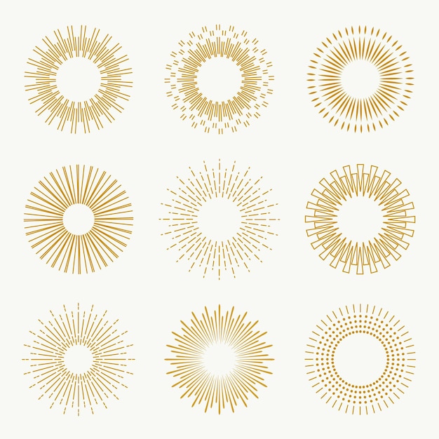 Free Vector linear flat sunburst collection