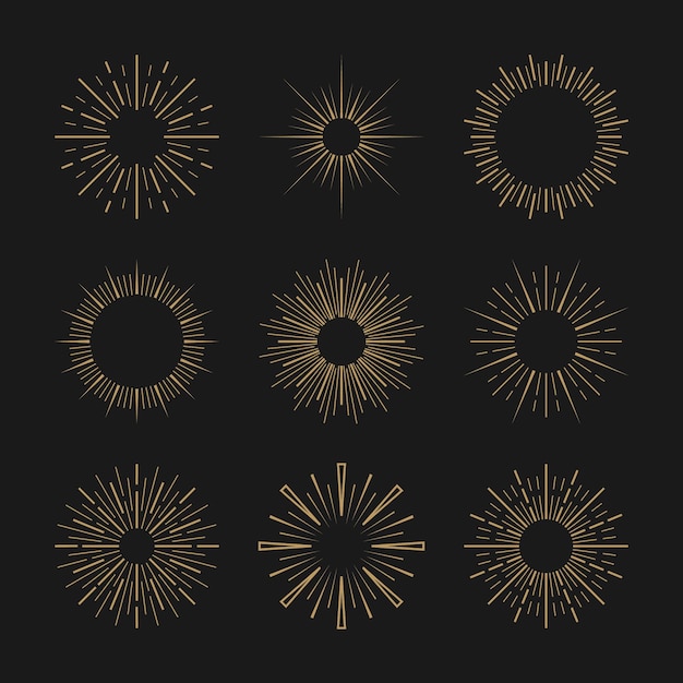 Free Vector linear flat sunburst pack