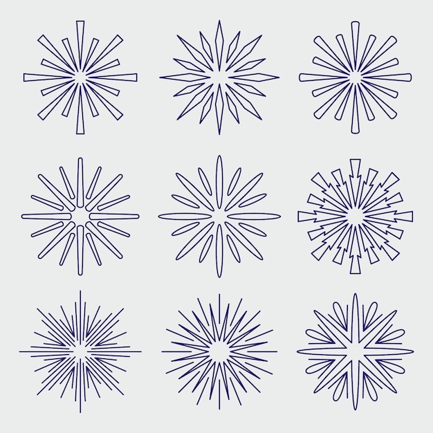 Free Vector linear flat sunburst set