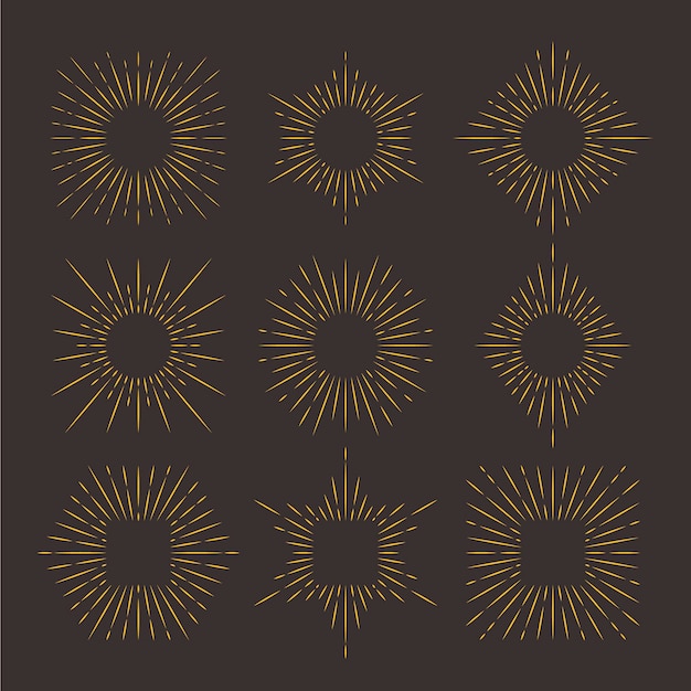 Free Vector linear flat sunbursts collection