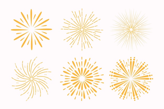 Free vector linear flat sunbursts collection