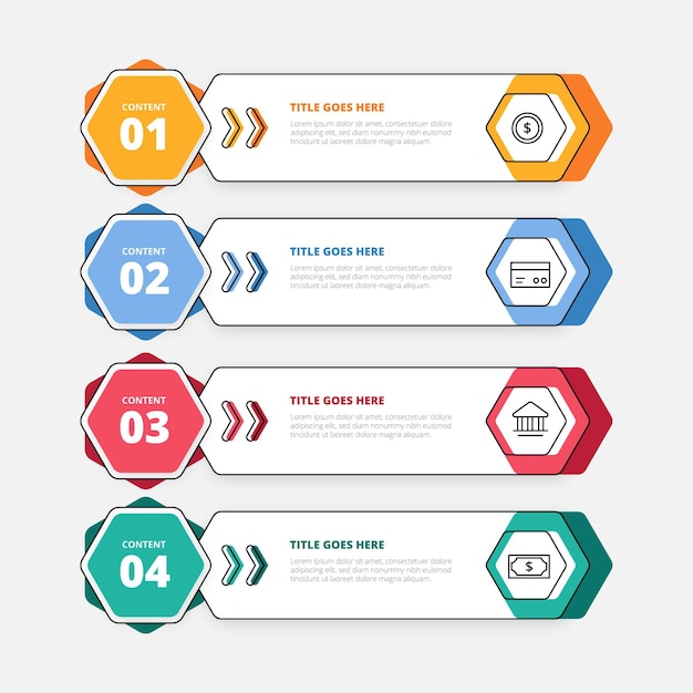 Linear flat table of contents infographic template