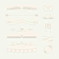 Free vector linear flat wedding decoration set