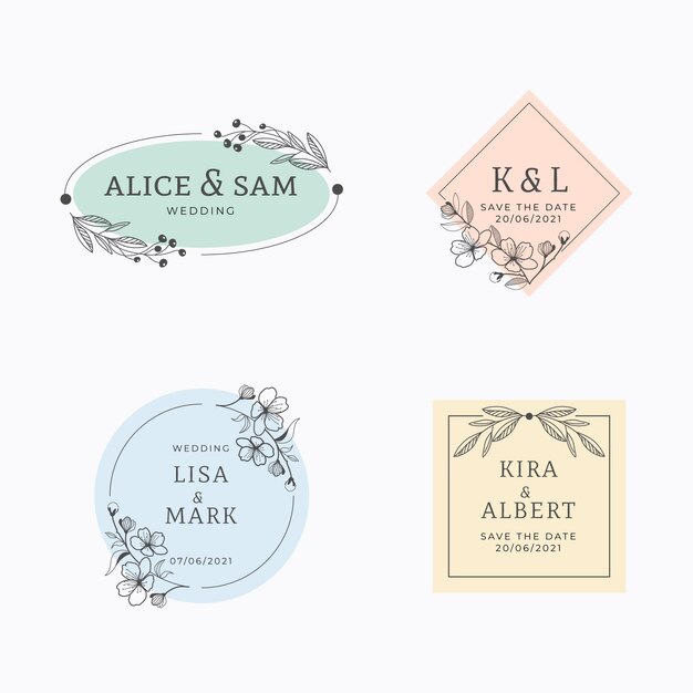 Linear flat wedding monogram pack