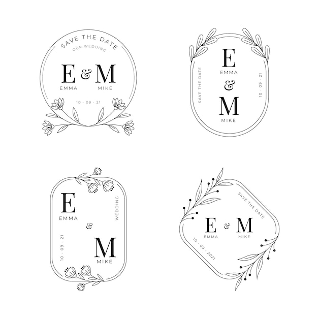 Linear flat wedding monograms collection