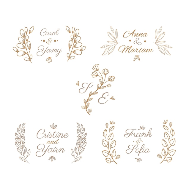 Linear flat wedding monograms collection