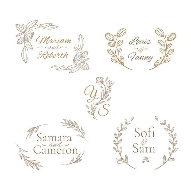 Linear flat wedding monograms collection