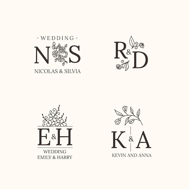 Linear flat wedding monograms