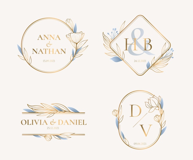 Linear flat wedding monograms