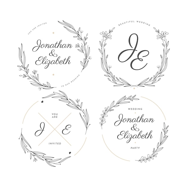 Linear flat wedding monograms