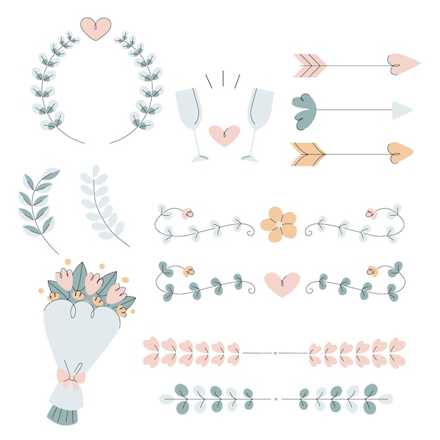 Linear flat wedding ornaments collection