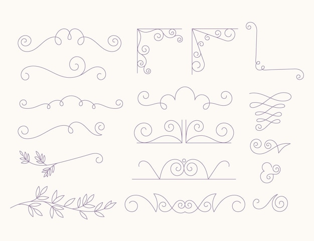 Free Vector linear flat wedding ornaments