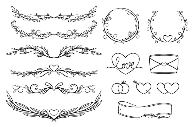 Free Vector linear flat wedding ornaments