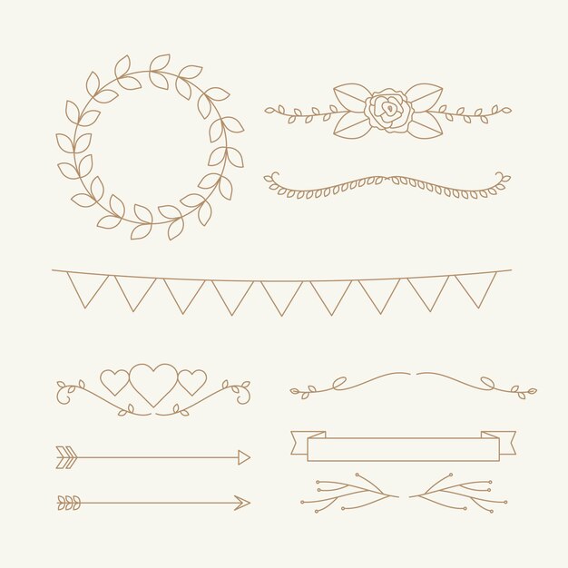 Linear flat wedding ornaments