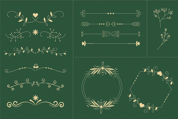 Free vector linear flat wedding ornaments