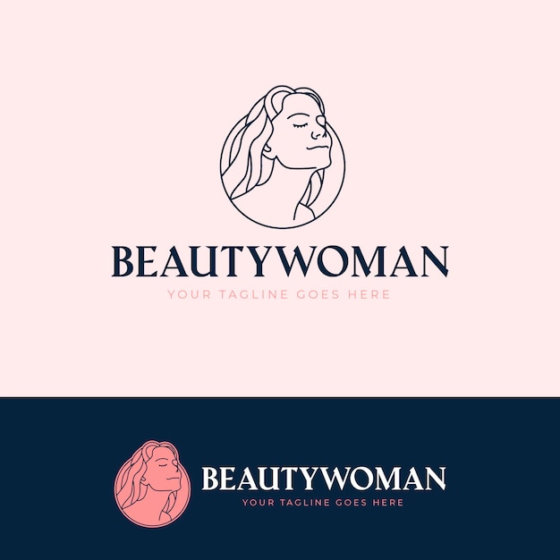 Linear flat woman logo template