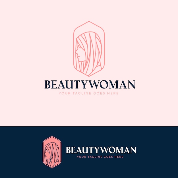 Linear flat woman logo template