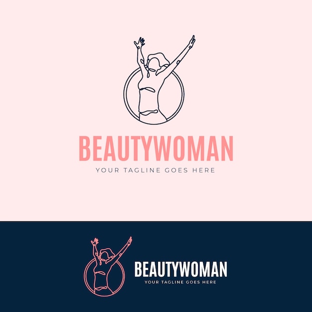 Free Vector linear flat woman logo template