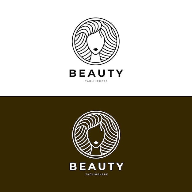 Linear flat woman logo template