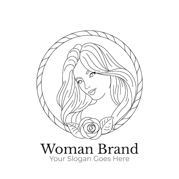 Free Vector linear flat woman logo template