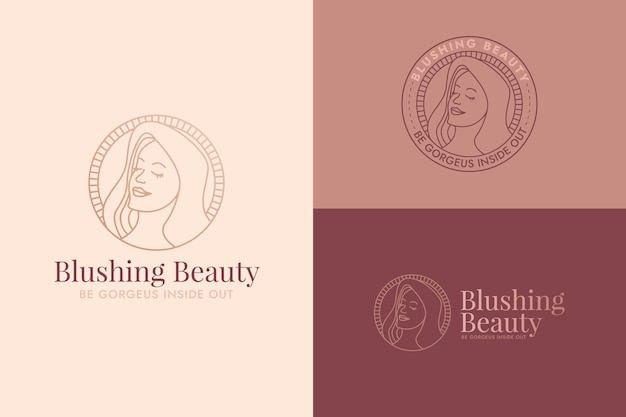 Free Vector linear flat woman logo template