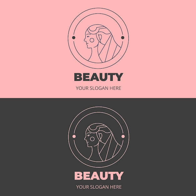 Free Vector linear flat woman logo template