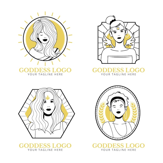 Free vector linear goddess logo templates