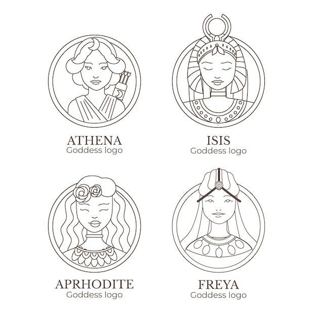 Free Vector linear goddess logo templates