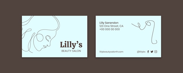 Linear hand-drawn lilly's beauty salon business card