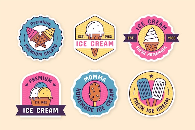 Linear ice cream label set