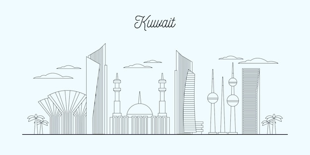 Free vector linear kuwait skyline illustration