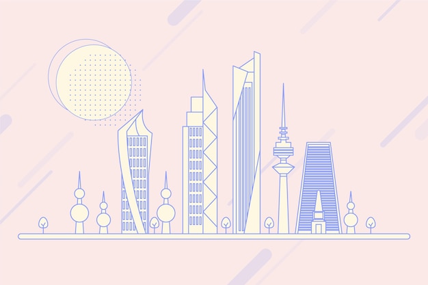 Free Vector linear kuwait skyline