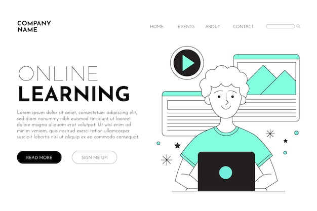 Free vector linear online learning landing page template