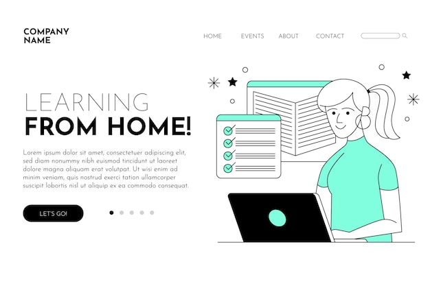 Free Vector linear online learning landing page template