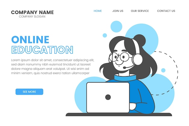 Linear online learning landing page template